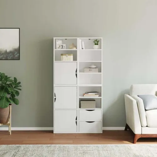 Bočni ormarići 4 kom ODDA bijeli 40x24x79 cm puno drvo bor - Bijela 1 8 polica 2 ladice Bijela Cijena