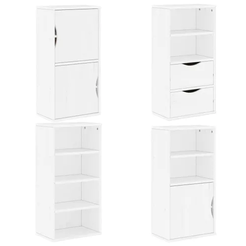 Bočni ormarići 4 kom ODDA bijeli 40x24x79 cm puno drvo bor - Bijela 1 8 polica 2 ladice Bijela Cijena