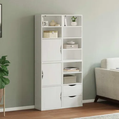 Bočni ormarići 4 kom ODDA bijeli 40x24x79 cm puno drvo bor - Bijela 1 8 polica 2 ladice Bijela Cijena