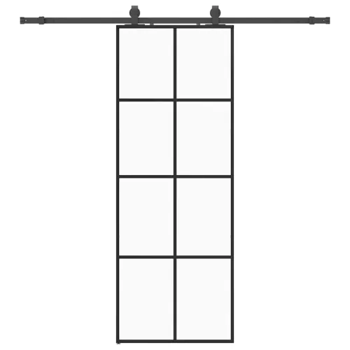 Klizna vrata s priborom crna 76 x 205 cm od ESG stakla - Crna 76 x 205 cm (klizna vodilica od 200 cm) Transparentan Cijena