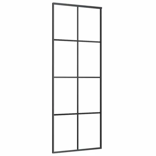 Klizna vrata s priborom crna 76 x 205 cm od ESG stakla - Crna 76 x 205 cm (klizna vodilica od 200 cm) Transparentan Cijena