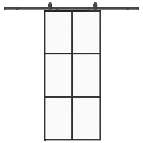 Klizna vrata s priborom crna 90 x 205 cm od ESG stakla - 90 x 205 cm (213 cm sliding rail) 3 x 2 grids Cijena