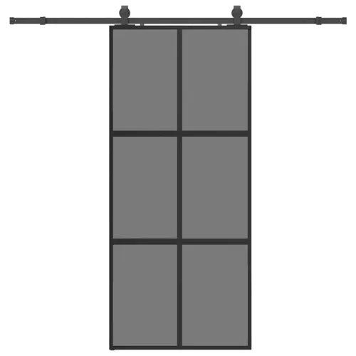 Klizna vrata s priborom crna 90 x 205 cm kaljeno staklo - Crna i tamnoprozirna 90 x 205 cm (213 cm sliding rail) Mreže 4 x 2 Cijena