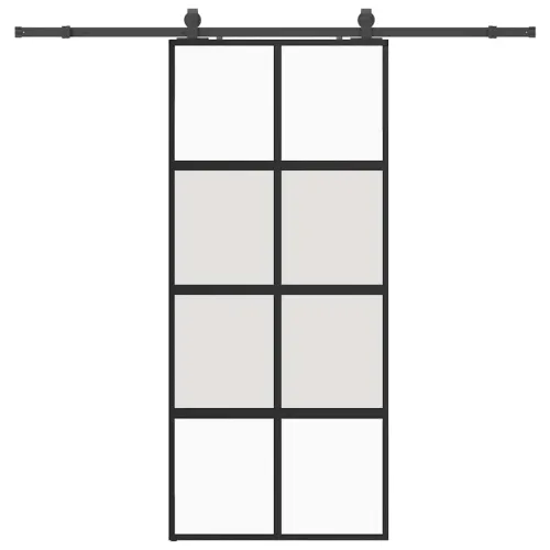 Klizna vrata s priborom crna 90 x 205 cm kaljeno staklo - Black, matt and transparent 90 x 205 cm (213 cm sliding rail) Cijena