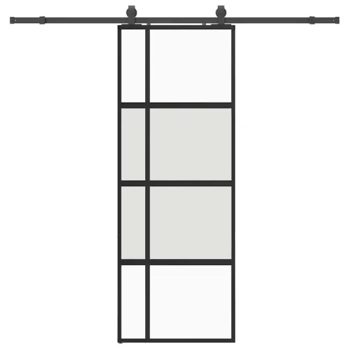 Klizna vrata s priborom crna 76 x 205 cm kaljeno staklo - 76 x 205 cm (213 cm sliding rail) Cijena