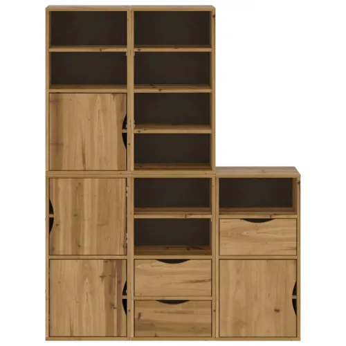 Bočni ormarići 5 kom ODDA 40x24x79 cm puno drvo bor - Prirodna 1 9 polica 3 ladice Prirodna Cijena