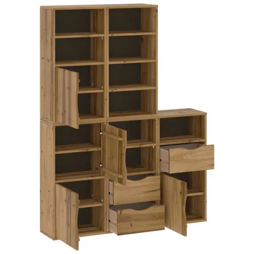 Bočni ormarići 5 kom ODDA 40x24x79 cm puno drvo bor - Prirodna 1 9 polica 3 ladice Prirodna Cijena