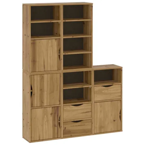 Bočni ormarići 5 kom ODDA 40x24x79 cm puno drvo bor - Prirodna 1 9 polica 3 ladice Prirodna Cijena