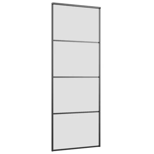 Klizna vrata s priborom crna 76 x 205 cm od ESG stakla - Crna 76 x 205 cm (klizna vodilica od 183 cm) Matirano Cijena
