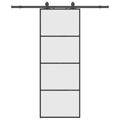 Klizna vrata s priborom crna 76 x 205 cm od ESG stakla - Crna 76 x 205 cm (klizna vodilica od 183 cm) Matirano Cijena