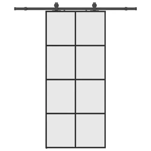 Klizna vrata s priborom crna 90 x 205 cm od ESG stakla - Crna 90 x 205 cm (klizna vodilica od 183 cm) Matirano Cijena