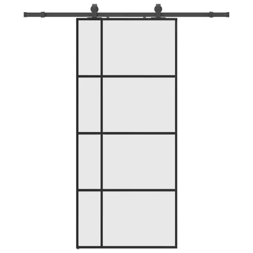 Klizna vrata s priborom crna 90 x 205 cm od ESG stakla - 90 x 205 cm (klizna vodilica od 183 cm) Matirano Cijena