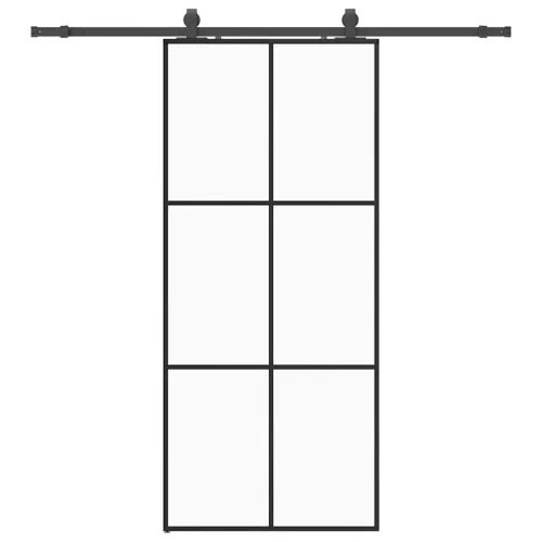 Klizna vrata s priborom crna 90 x 205 cm od ESG stakla - 90 x 205 cm (klizna vodilica od 200 cm) 1 3 x 2 grids Cijena
