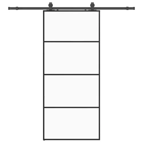 Klizna vrata s priborom crna 90 x 205 cm od ESG stakla - Crna 90 x 205 cm (klizna vodilica od 200 cm) Transparentan Cijena