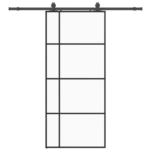 Klizna vrata s priborom crna 90 x 205 cm od ESG stakla - 90 x 205 cm (klizna vodilica od 200 cm) Transparentan Cijena