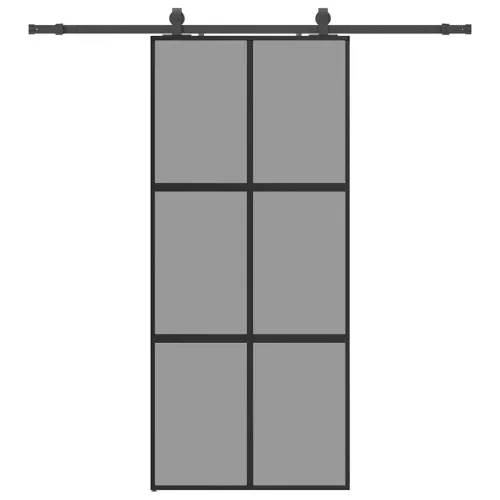 Klizna vrata s priborom crna 90 x 205 cm kaljeno staklo - Crna i tamnoprozirna 90 x 205 cm (klizna vodilica od 200 cm) Mreže 4 x Cijena