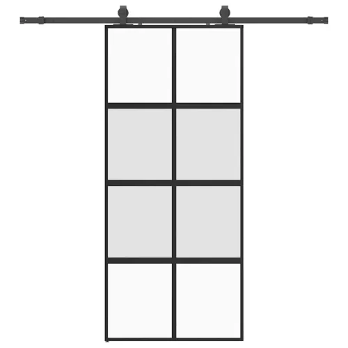 Klizna vrata s priborom crna 90 x 205 cm kaljeno staklo - Crna i mat 90 x 205 cm (klizna vodilica od 200 cm) Matirano Cijena