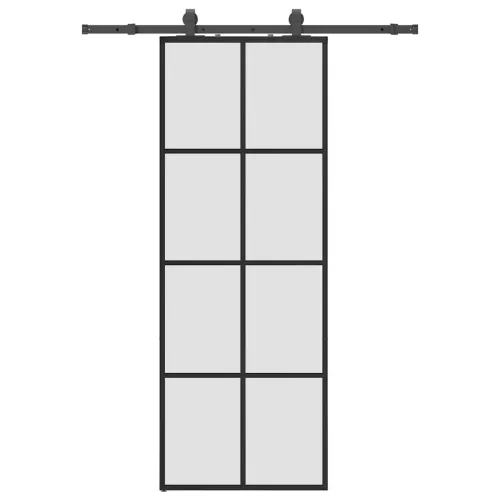 Klizna vrata s priborom crna 76 x 205 cm od ESG stakla - Crna 76 x 205 cm (152.5 cm sliding rail) Matirano Cijena