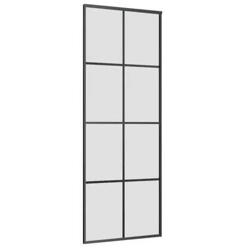 Klizna vrata s priborom crna 76 x 205 cm od ESG stakla - Crna 76 x 205 cm (152.5 cm sliding rail) Matirano Cijena