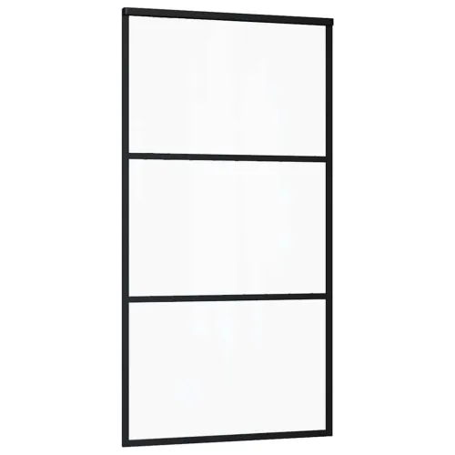 Klizna vrata s priborom crna 102 x 205 cm od ESG stakla - 102 x 205 cm (213 cm sliding rail) 2 vodoravne šipke Cijena