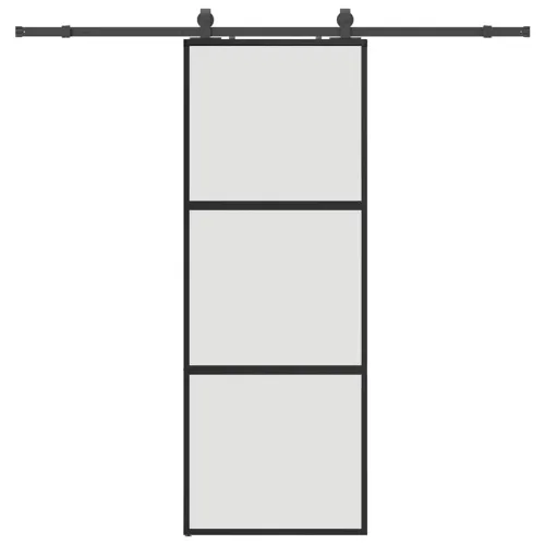 Klizna vrata s priborom crna 76 x 205 cm kaljeno staklo - Crna i mat 76 x 205 cm (213 cm sliding rail) 3 vodoravne šipke Cijena
