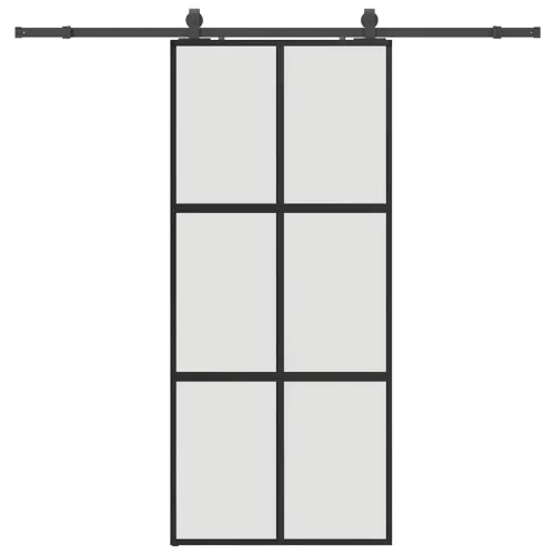 Klizna vrata s priborom crna 90 x 205 cm kaljeno staklo - Crna i mat 90 x 205 cm (213 cm sliding rail) Mreže 4 x 2 Cijena