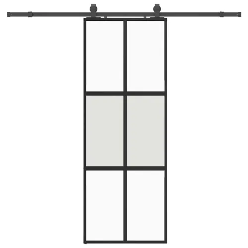 Klizna vrata s priborom crna 76 x 205 cm kaljeno staklo - Crna, mat i prozirna 76 x 205 cm (213 cm sliding rail) Mreže 4 x 2 Cijena
