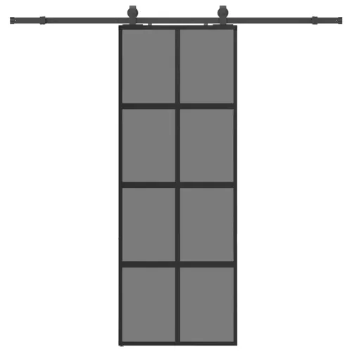 Klizna vrata s priborom crna 76 x 205 cm kaljeno staklo - Crna i tamnoprozirna 76 x 205 cm (213 cm sliding rail) Cijena