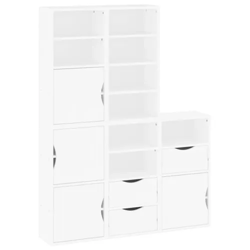 Bočni ormarići 5 kom ODDA bijeli 40x24x79 cm puno drvo bor - Bijela 1 9 polica 3 ladice Bijela Cijena