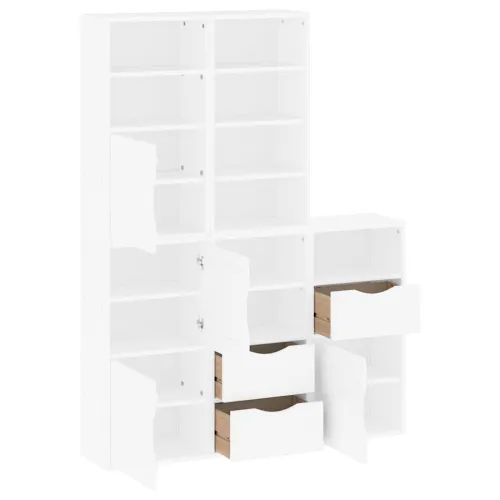 Bočni ormarići 5 kom ODDA bijeli 40x24x79 cm puno drvo bor - Bijela 1 9 polica 3 ladice Bijela Cijena