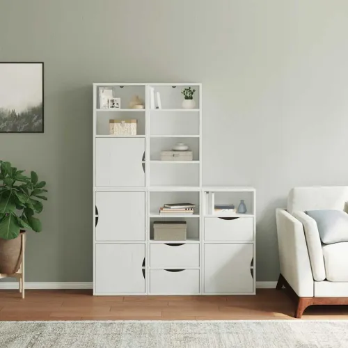 Bočni ormarići 5 kom ODDA bijeli 40x24x79 cm puno drvo bor - Bijela 1 9 polica 3 ladice Bijela Cijena