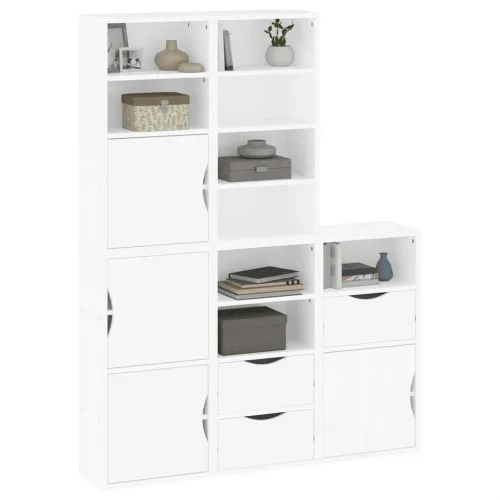 Bočni ormarići 5 kom ODDA bijeli 40x24x79 cm puno drvo bor - Bijela 1 9 polica 3 ladice Bijela Cijena