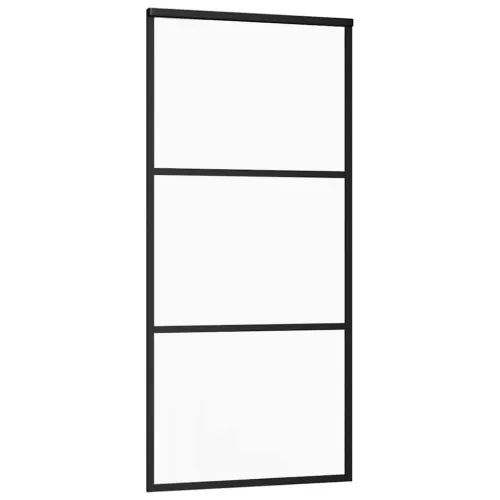 Klizna vrata s priborom crna 90 x 205 cm od ESG stakla - 90 x 205 cm (klizna vodilica od 183 cm) 2 vodoravne šipke Cijena