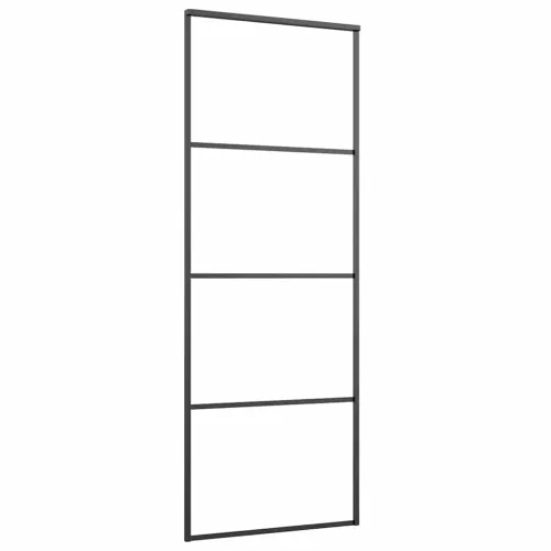 Klizna vrata s priborom crna 76 x 205 cm od ESG stakla - Crna 76 x 205 cm (klizna vodilica od 183 cm) Transparentan Cijena