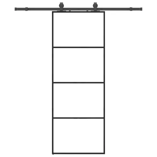 Klizna vrata s priborom crna 76 x 205 cm od ESG stakla - Crna 76 x 205 cm (klizna vodilica od 183 cm) Transparentan Cijena