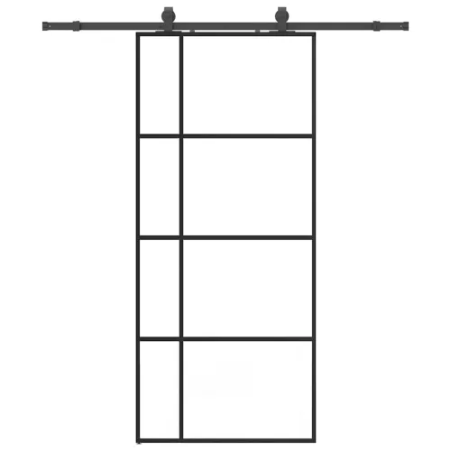 Klizna vrata s priborom crna 90 x 205 cm od ESG stakla - 90 x 205 cm (klizna vodilica od 183 cm) Transparentan Cijena