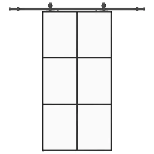 Klizna vrata s priborom crna 102 x 205 cm od ESG stakla - 102 x 205 cm (klizna vodilica od 200 cm) 3 x 2 grids Cijena