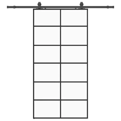 Klizna vrata s priborom crna 102 x 205 cm od ESG stakla - 102 x 205 cm (klizna vodilica od 200 cm) 6 x 2 grids Cijena