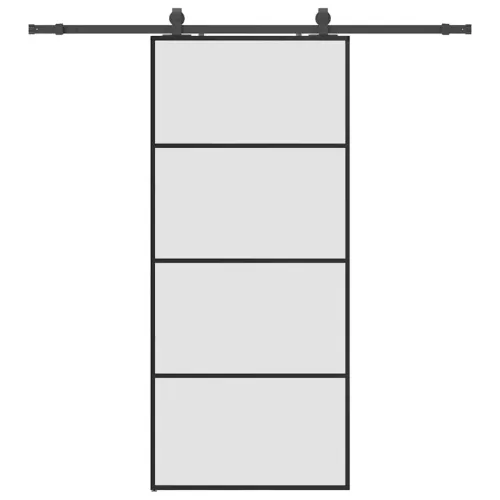 Klizna vrata s priborom crna 90 x 205 cm od ESG stakla - Crna 90 x 205 cm (klizna vodilica od 200 cm) Matirano Cijena