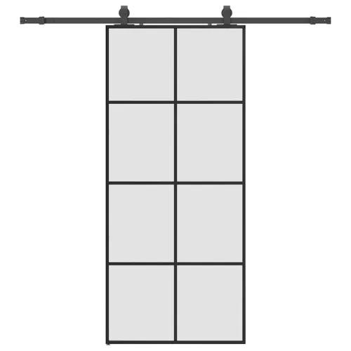 Klizna vrata s priborom crna 90 x 205 cm od ESG stakla - Crna 90 x 205 cm (klizna vodilica od 200 cm) Matirano Cijena