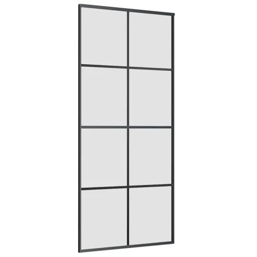 Klizna vrata s priborom crna 90 x 205 cm od ESG stakla - Crna 90 x 205 cm (klizna vodilica od 200 cm) Matirano Cijena