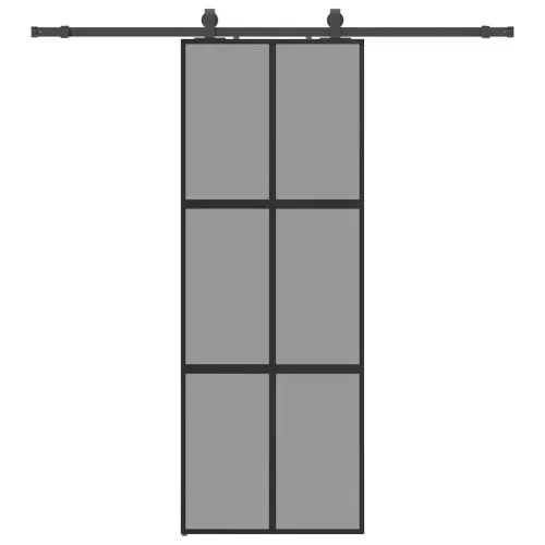 Klizna vrata s priborom crna 76 x 205 cm kaljeno staklo - Crna i tamnoprozirna 76 x 205 cm (klizna vodilica od 200 cm) Mreže 4 x Cijena