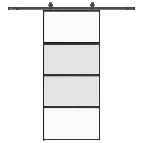 Klizna vrata s priborom crna 90 x 205 cm kaljeno staklo - Crna i mat 90 x 205 cm (klizna vodilica od 200 cm) Matirano Cijena