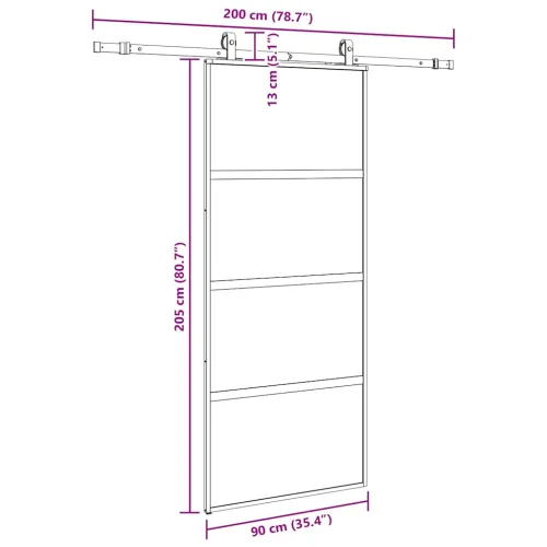 Klizna vrata s priborom crna 90 x 205 cm kaljeno staklo - Crna i mat 90 x 205 cm (klizna vodilica od 200 cm) Matirano Cijena