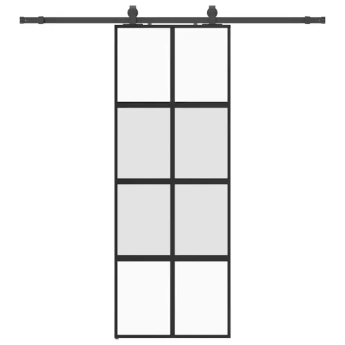 Klizna vrata s priborom crna 76 x 205 cm kaljeno staklo - Crna i mat 76 x 205 cm (klizna vodilica od 200 cm) Matirano Cijena