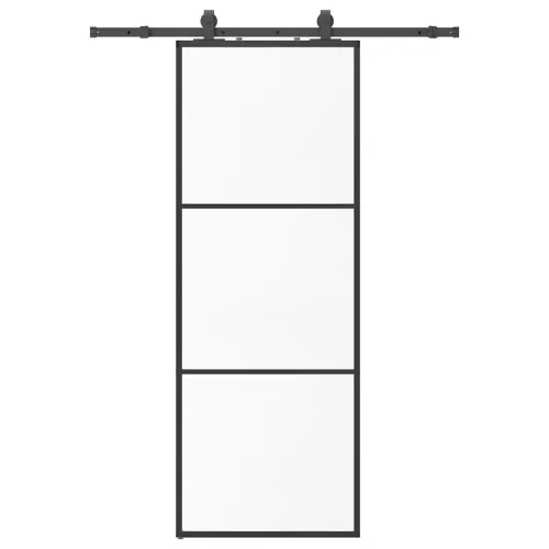 Klizna vrata s priborom crna 76 x 205 cm od ESG stakla - 76 x 205 cm (152.5 cm sliding rail) 2 vodoravne šipke Cijena