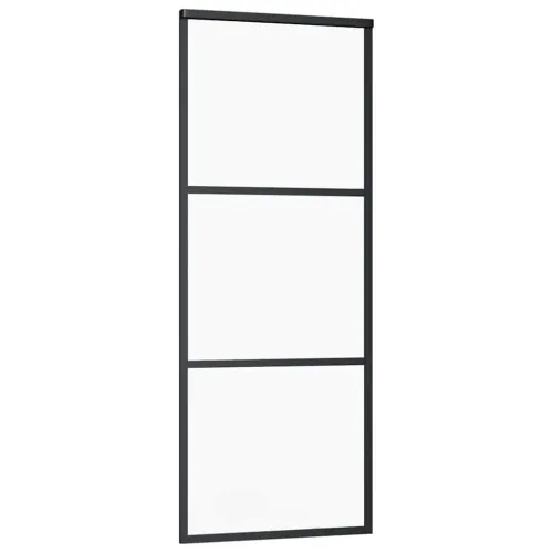 Klizna vrata s priborom crna 76 x 205 cm od ESG stakla - 76 x 205 cm (152.5 cm sliding rail) 2 vodoravne šipke Cijena