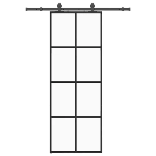 Klizna vrata s priborom crna 76 x 205 cm od ESG stakla - Crna 76 x 205 cm (152.5 cm sliding rail) Transparentan Cijena
