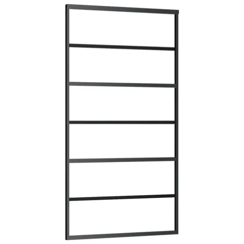 Klizna vrata s priborom crna 102 x 205 cm od ESG stakla - 102 x 205 cm (213 cm sliding rail) 5 vodoravnih šipki Cijena