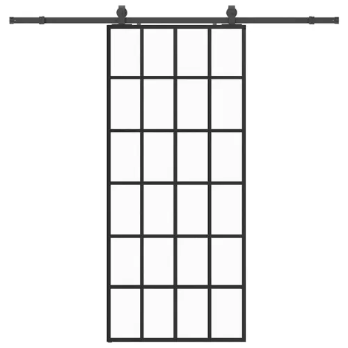 Klizna vrata s priborom crna 90 x 205 cm od ESG stakla - 90 x 205 cm (213 cm sliding rail) 6 x 4 grids Cijena